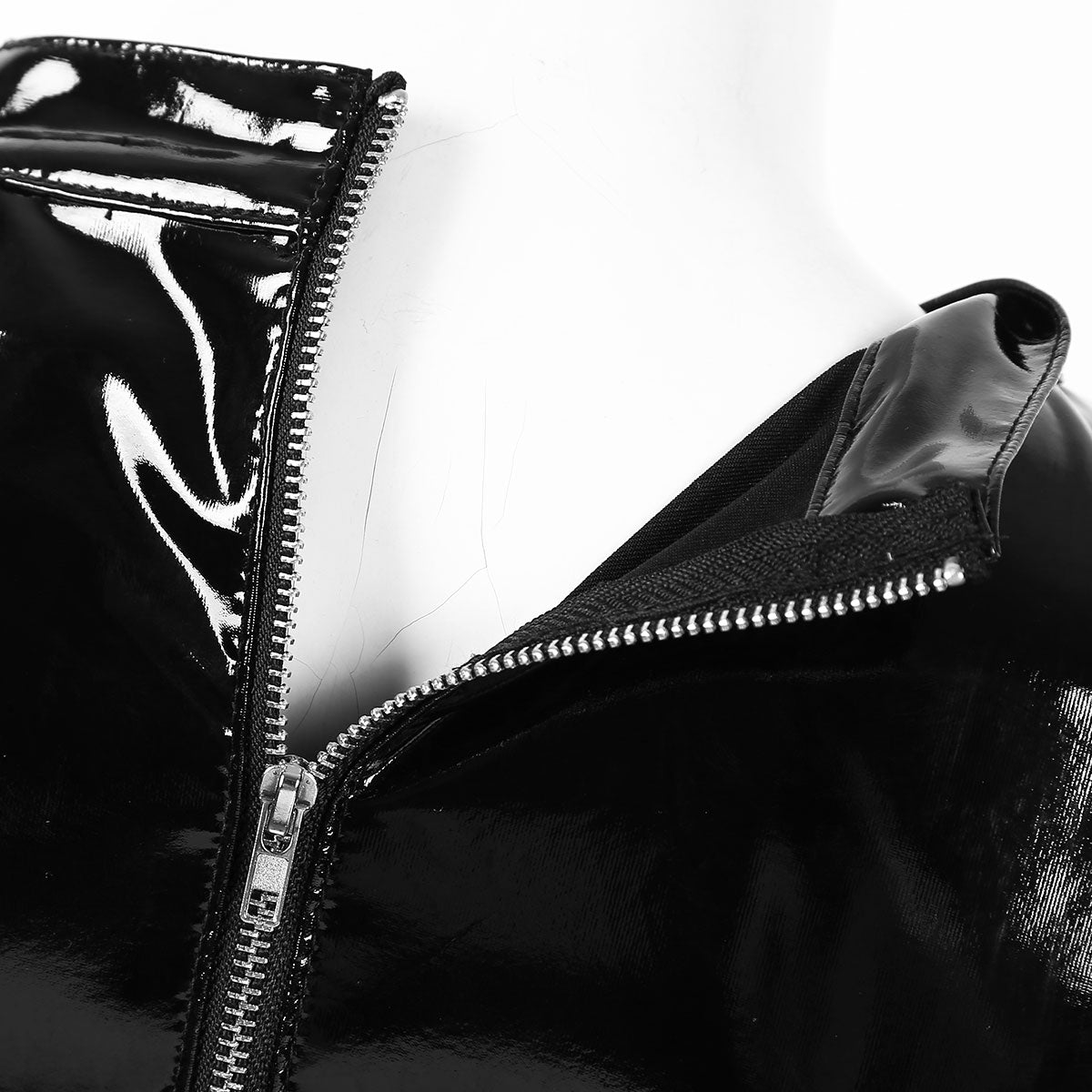 Alternative fashion at its finest - Gothic Punk crop top with patent leather and buckles