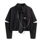 Long-Sleeved Gothic Shirt for Men with Unique Tie and Chain Accents