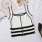 Striped Zipper Crop Top Tank
