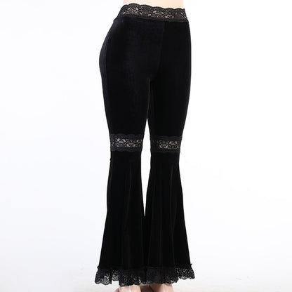Gothic Patchwork Lace Flare Pants