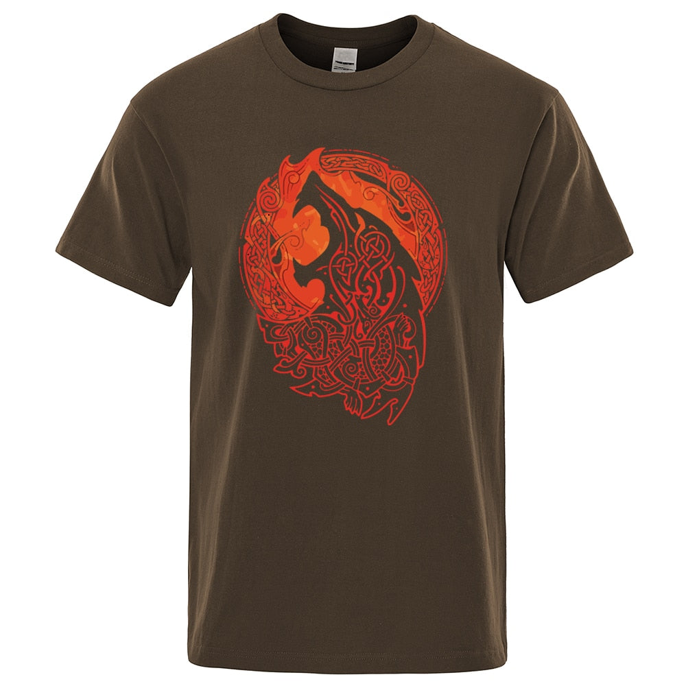 Gothic Norse Mythology Vikings Fenrir Wolf T Shirt