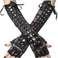 Punk Elbow-Arm Warmer Gloves with Fishnet Mesh and Laces