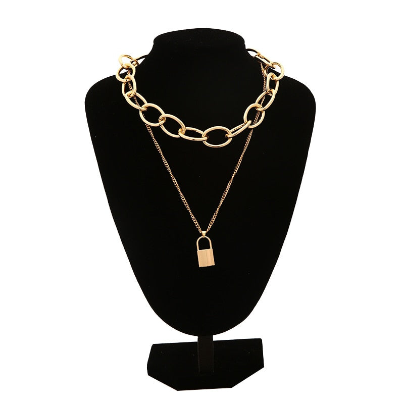 Gothic Choker Necklace - Chunky Chain with Multiple Pendant Options