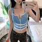 Striped Zipper Crop Top Tank
