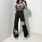 Gothic E-girl Black Cargo Capri Pants