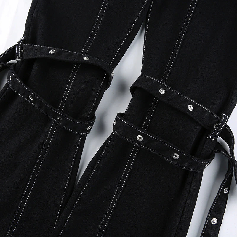 Gothic Grunge Black Jeans for Women