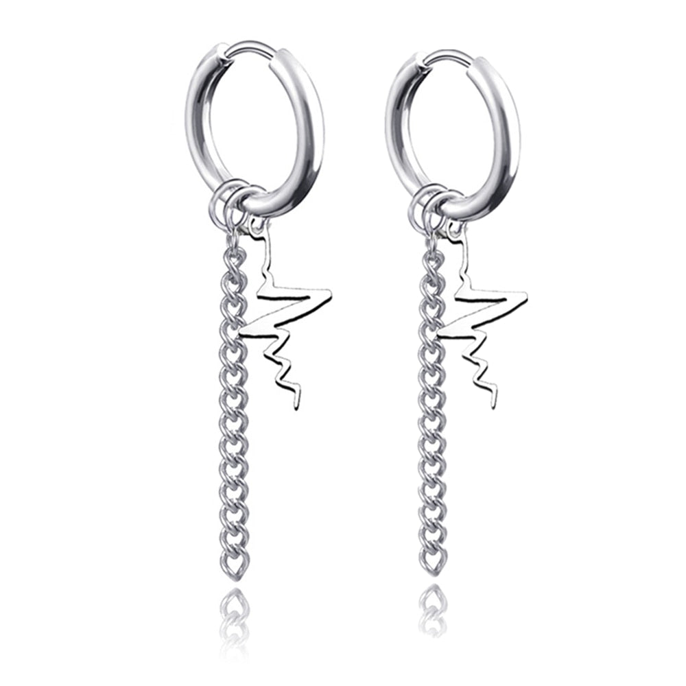 Gothic Chain Hoop Earrings with Multiple Pendant Designs