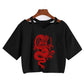 Gothic Streetwear Crop Top With Dragon