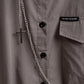 Gothic Button-Up Shirt for Men with Unique Tie and Chain Accents