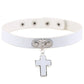 Gothic White Leather Choker Necklace with Multiple Spikes and Pendant Designs