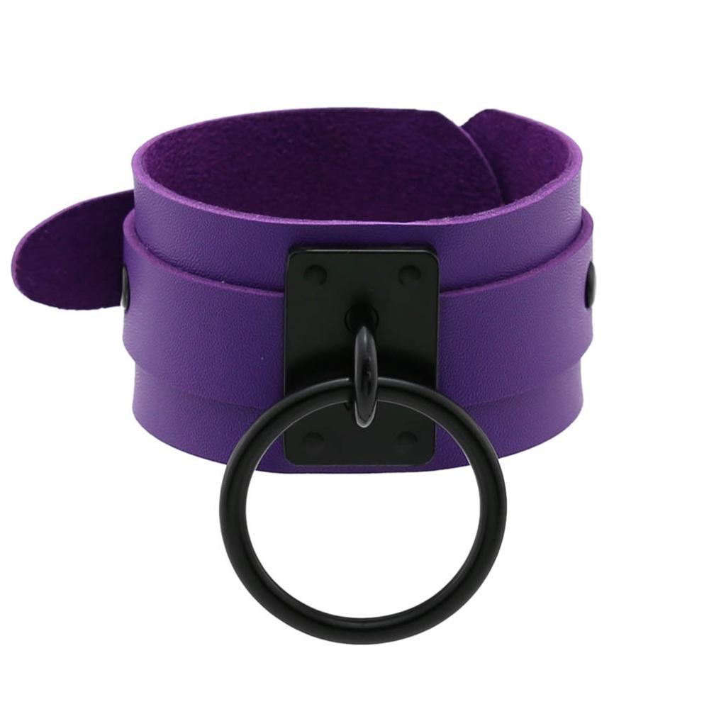 Gothic Leather Wristband with Circle Pendant