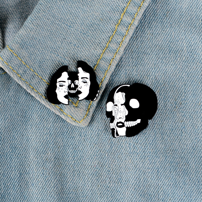 Gothic Skull Face Puzzle Lapel Pin