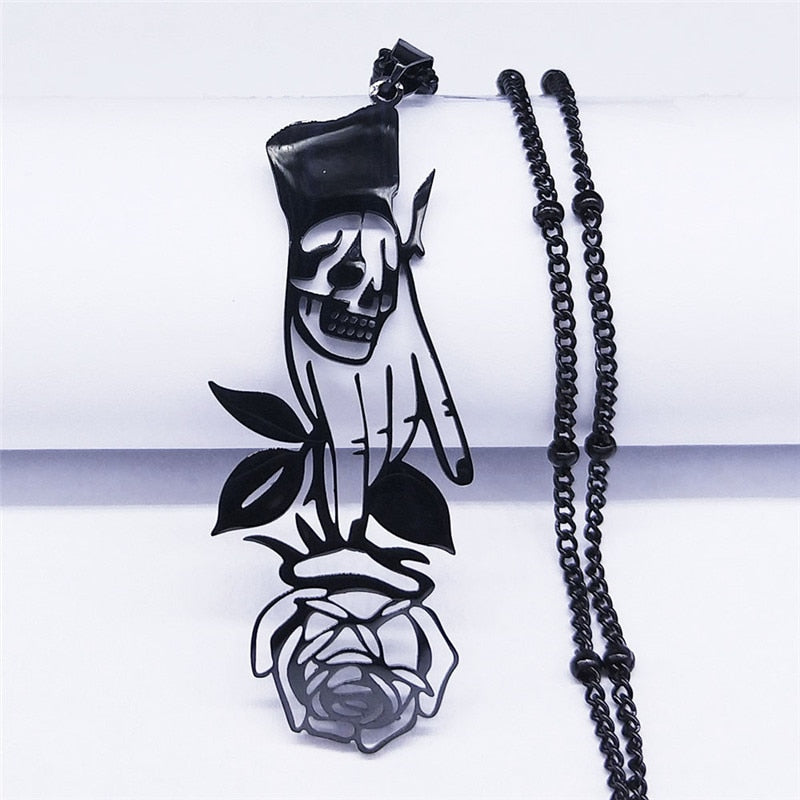 Gothic Sickle Rose Necklace