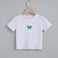 Trendy Gothic Harajuku Crop Top with Blue Butterfly Print
