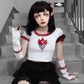 Gothic Japanese Design Embroidered Crop Top