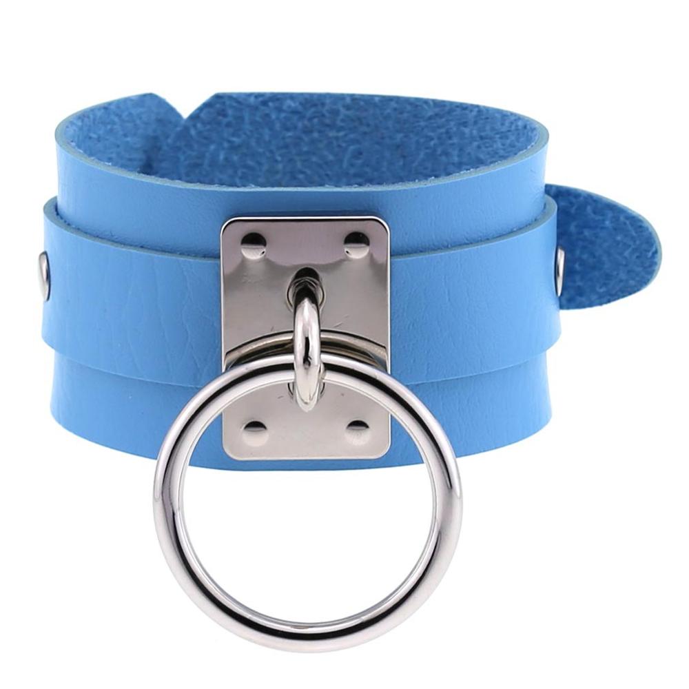 Emo Gothic Leather Wristband with Metal Pendant