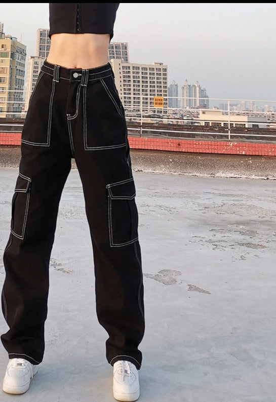 Gothic Grunge Black Jeans for Women