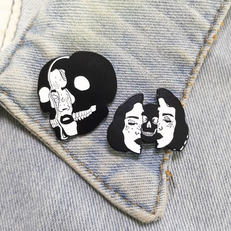 Gothic Skull Face Puzzle Lapel Pin