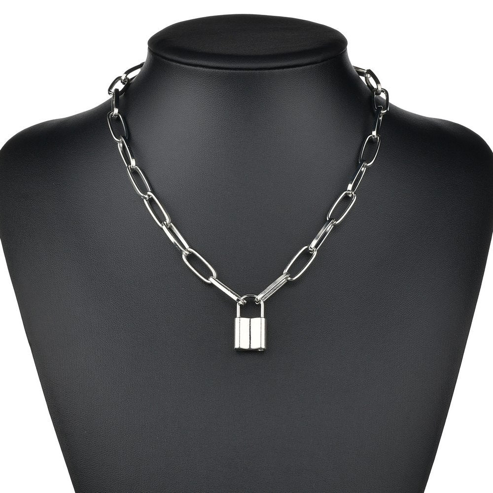 Hip Hop Multi Layers chain necklace with heart lock