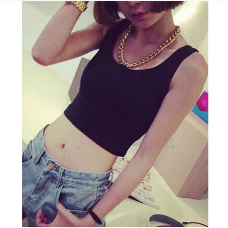 Gothic Sleeveless U Croptops