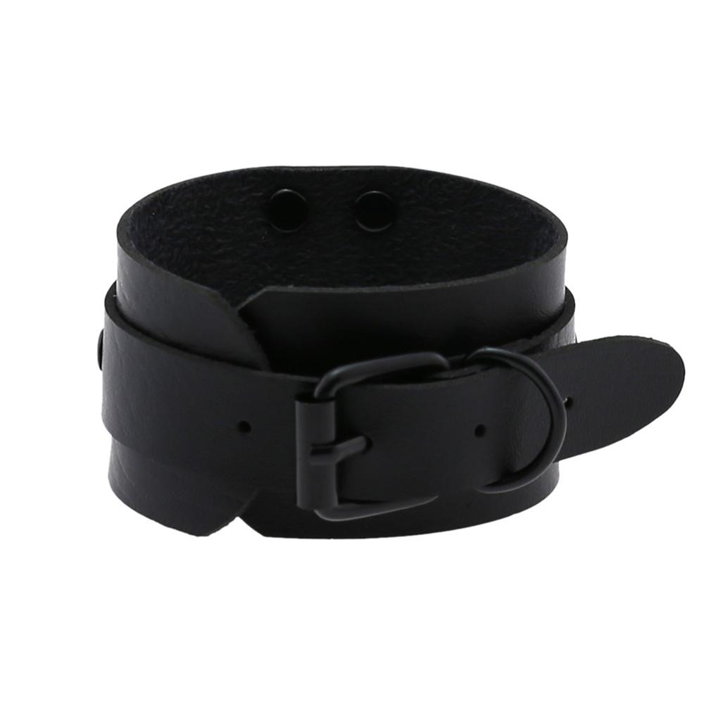 Gothic Leather Wristband with Circle Pendant