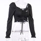 Gothic Black V-neck Crop Top