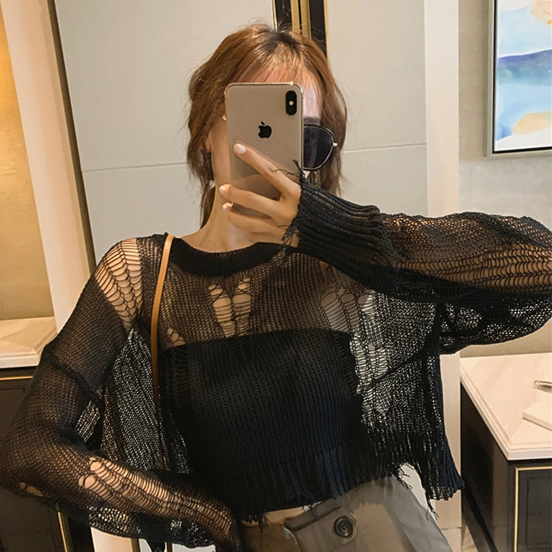 Stay Warm in Style with this Gothic Thin Women's Sweater"