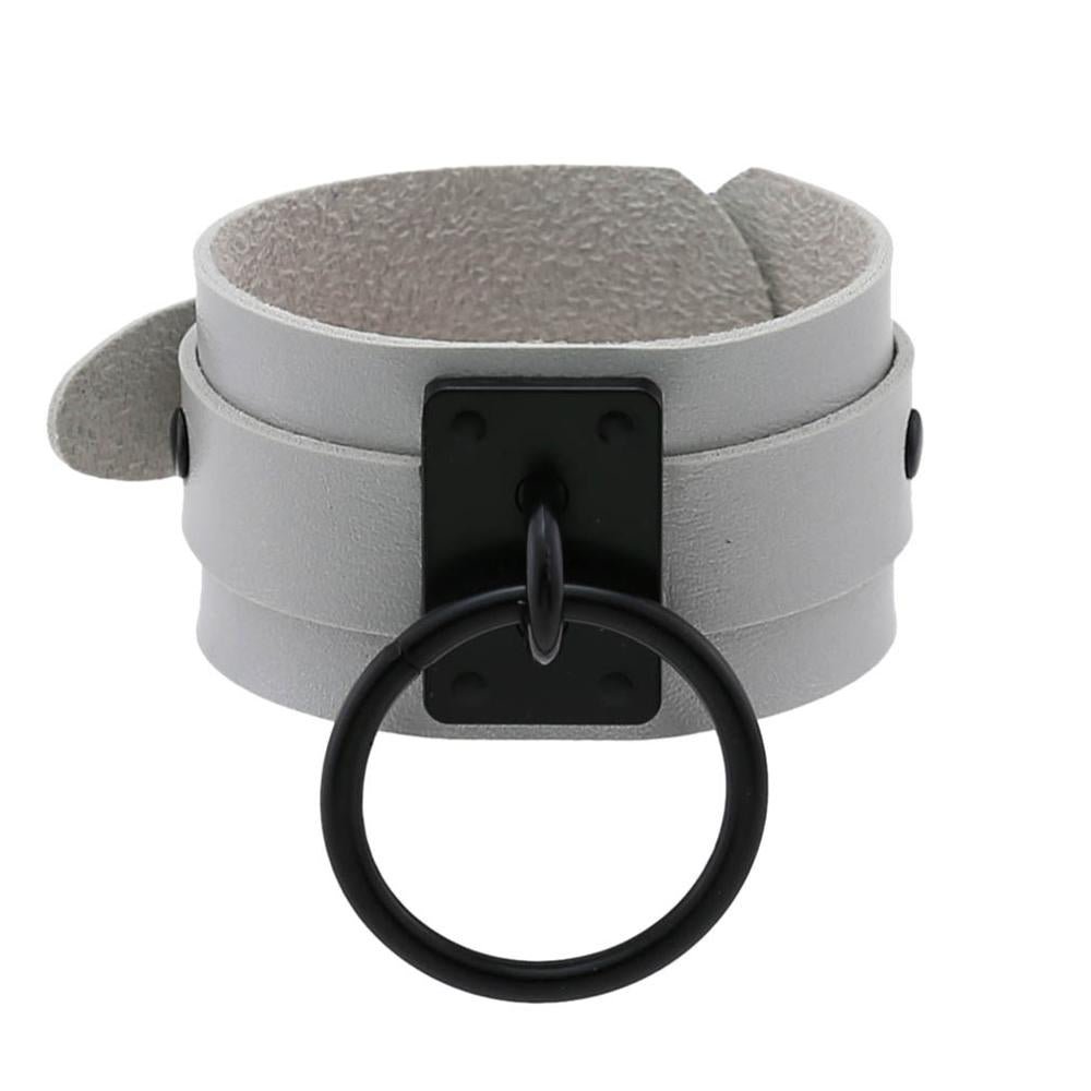 Gothic Leather Wristband with Circle Pendant