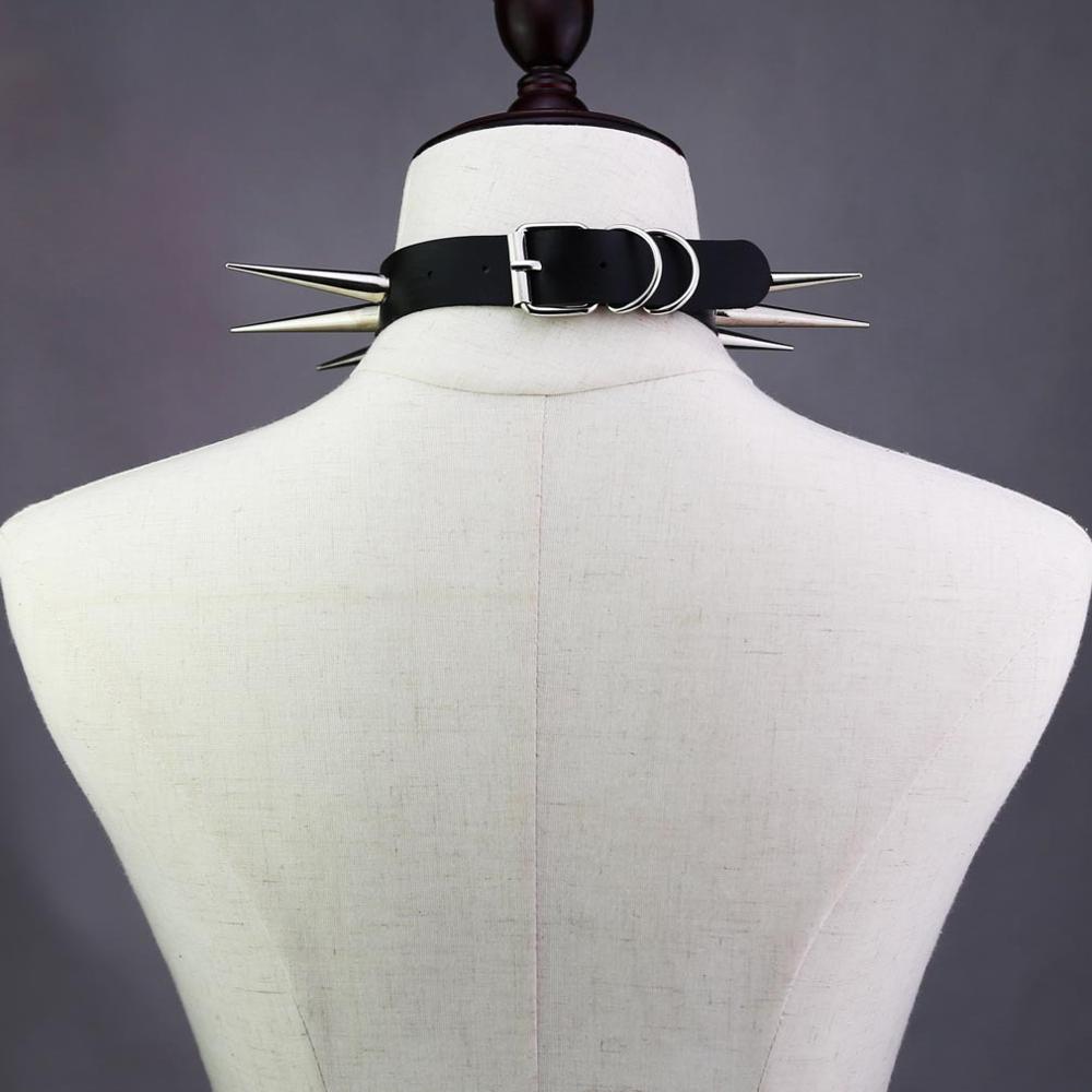 Gothic Choker Necklace - Big Long Spikes with Rivets