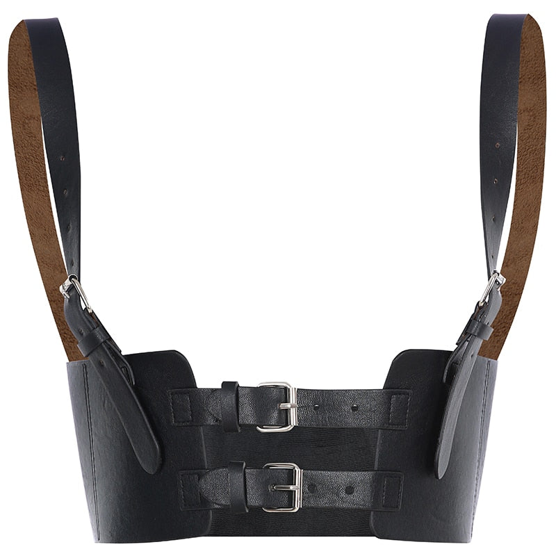 Gothic PU Leather Buckle Corset