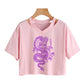 Gothic Streetwear Crop Top With Dragon
