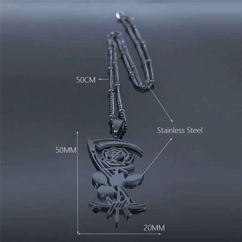 Gothic Sickle Rose Necklace