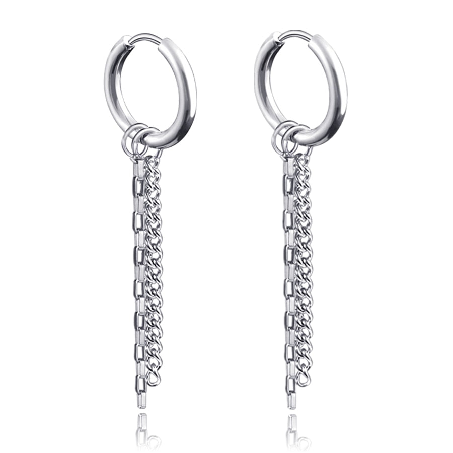 Gothic Chain Hoop Earrings with Multiple Pendant Designs