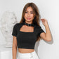 Gothic Korean Style Buckle Women Turtleneck Sleeve T Shirt - Stay Fashionable with this Must-Have Top