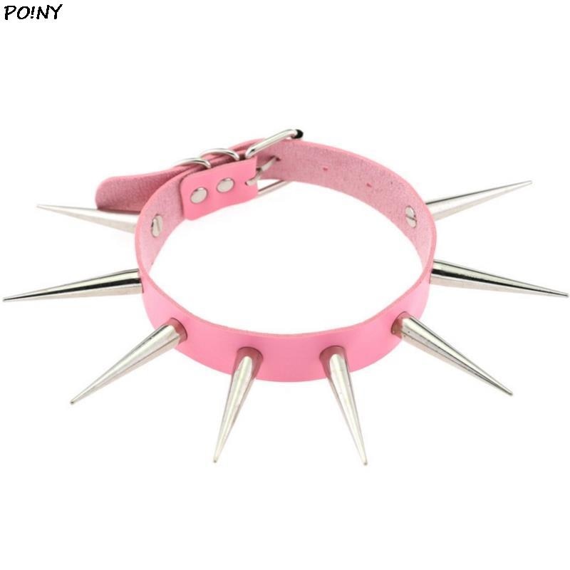 Gothic Long Spike Choker Necklace with Rivets