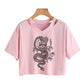 Gothic Streetwear Crop Top With Dragon