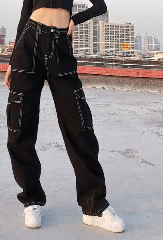 Gothic Grunge Black Jeans for Women