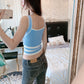 Striped Zipper Crop Top Tank