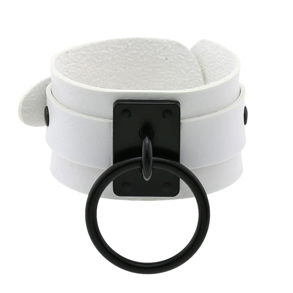 Gothic Leather Wristband with Circle Pendant