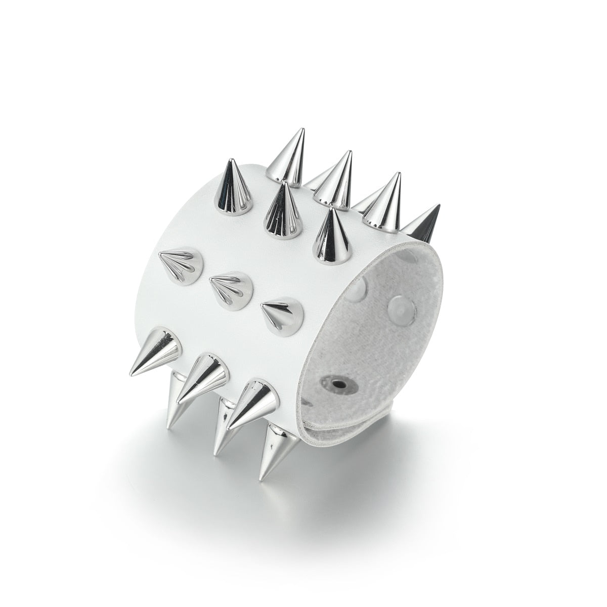 Gothic Emo Leather Wristband with Metal Spikes