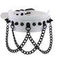 Gothic White Leather Choker Necklace with Multiple Spikes and Pendant Designs