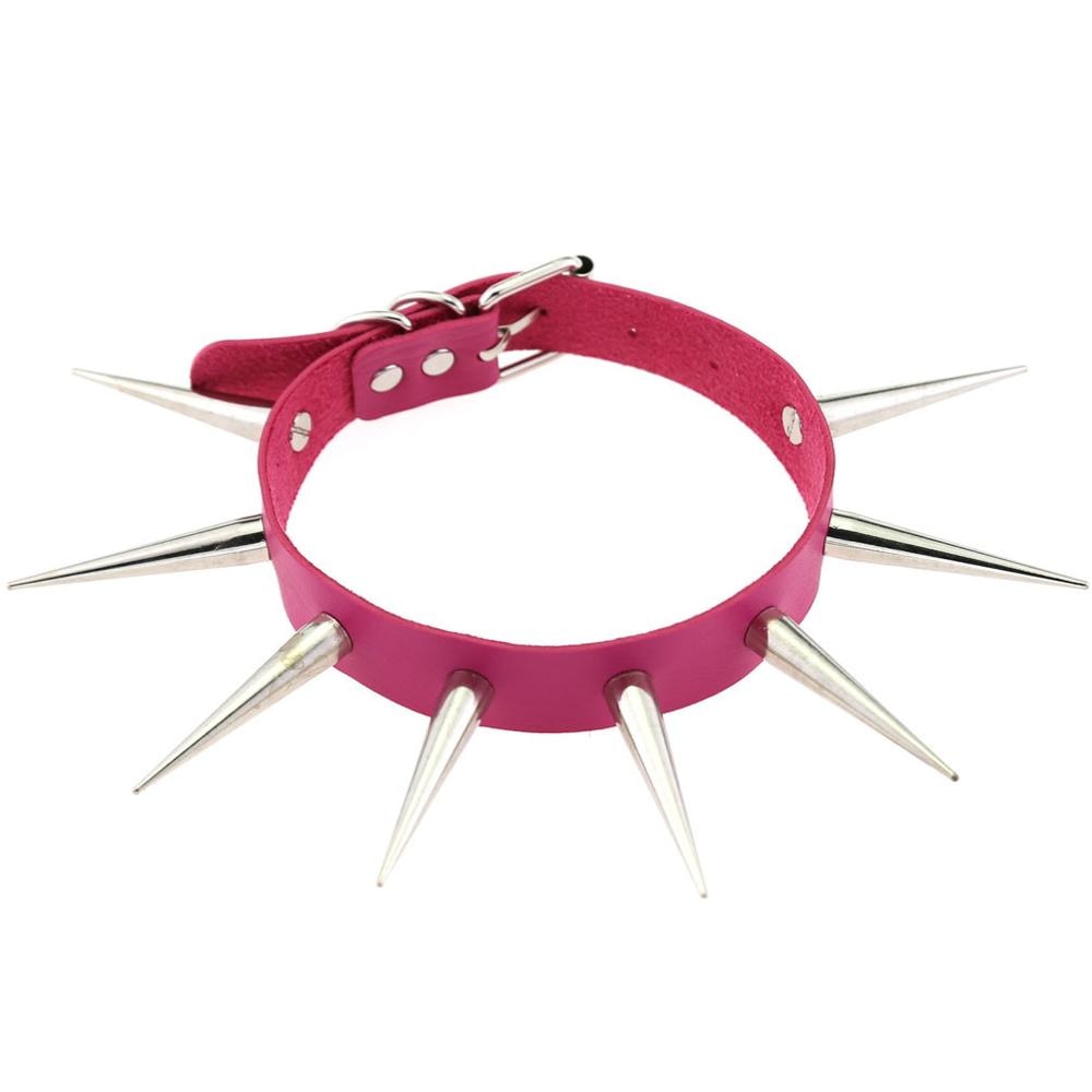 Gothic Choker Necklace - Big Long Spikes with Rivets
