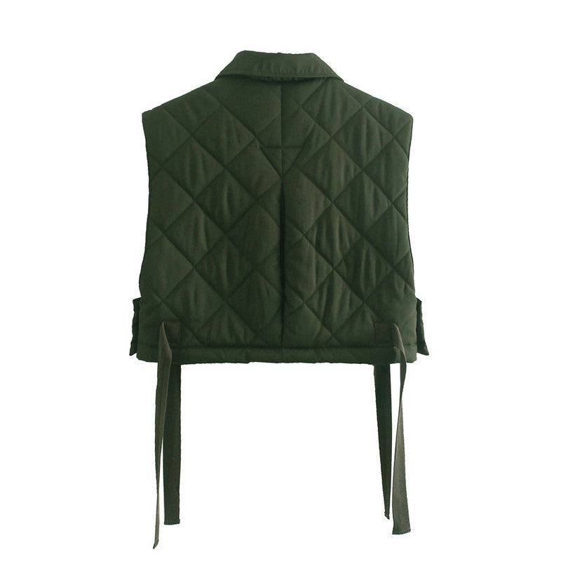Gothic Army Green Waistcoat with Large Pockets