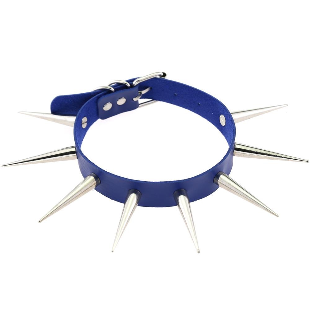 Gothic Choker Necklace - Big Long Spikes with Rivets