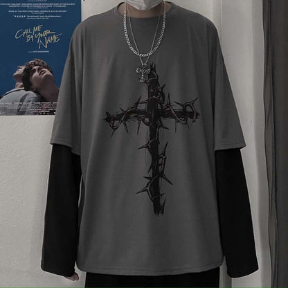 Gothic Style T-shirt with Two-Piece Design