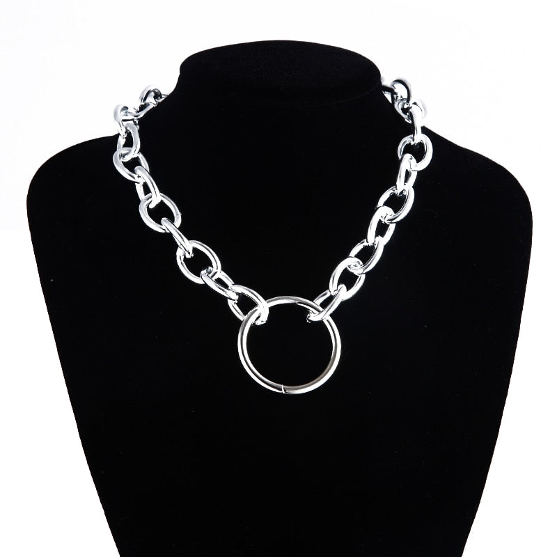 Gothic Choker Necklace - Chunky Chain with Multiple Pendant Options