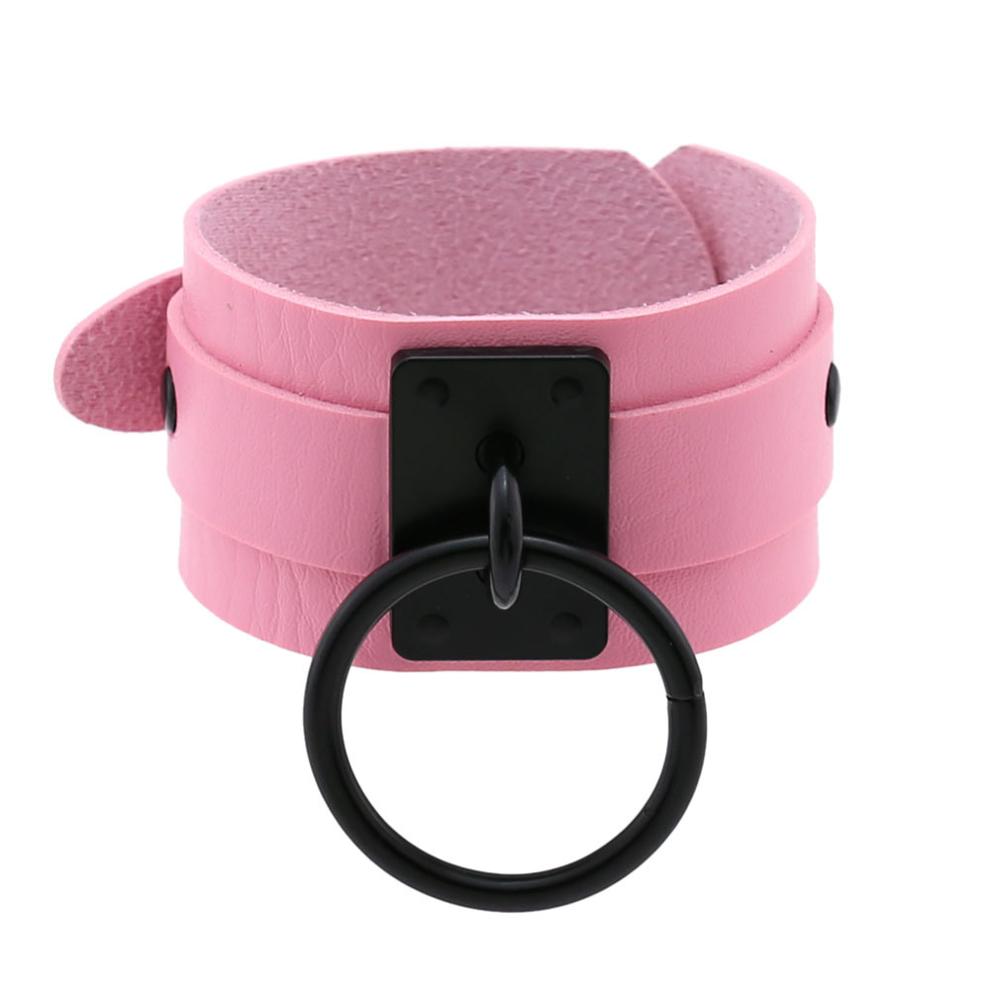 Gothic Leather Wristband with Circle Pendant