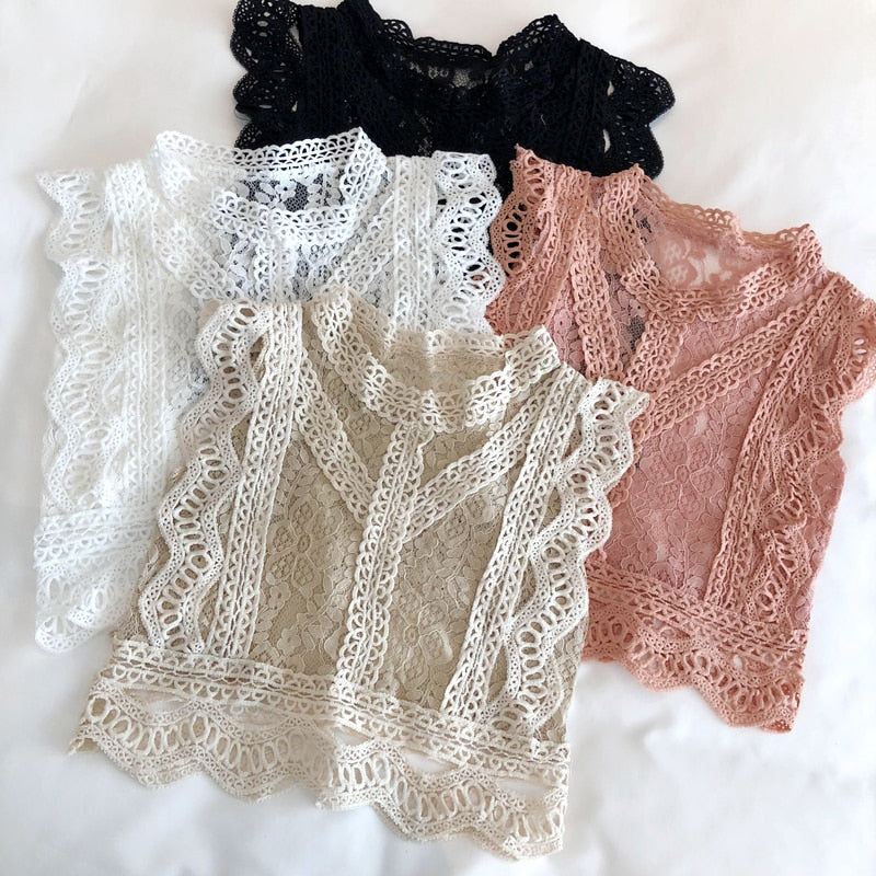 Gothic Short Sleeve Lacework Pullover Tank Vest