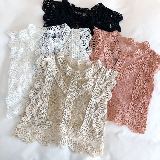 Gothic Short Sleeve Lacework Pullover Tank Vest