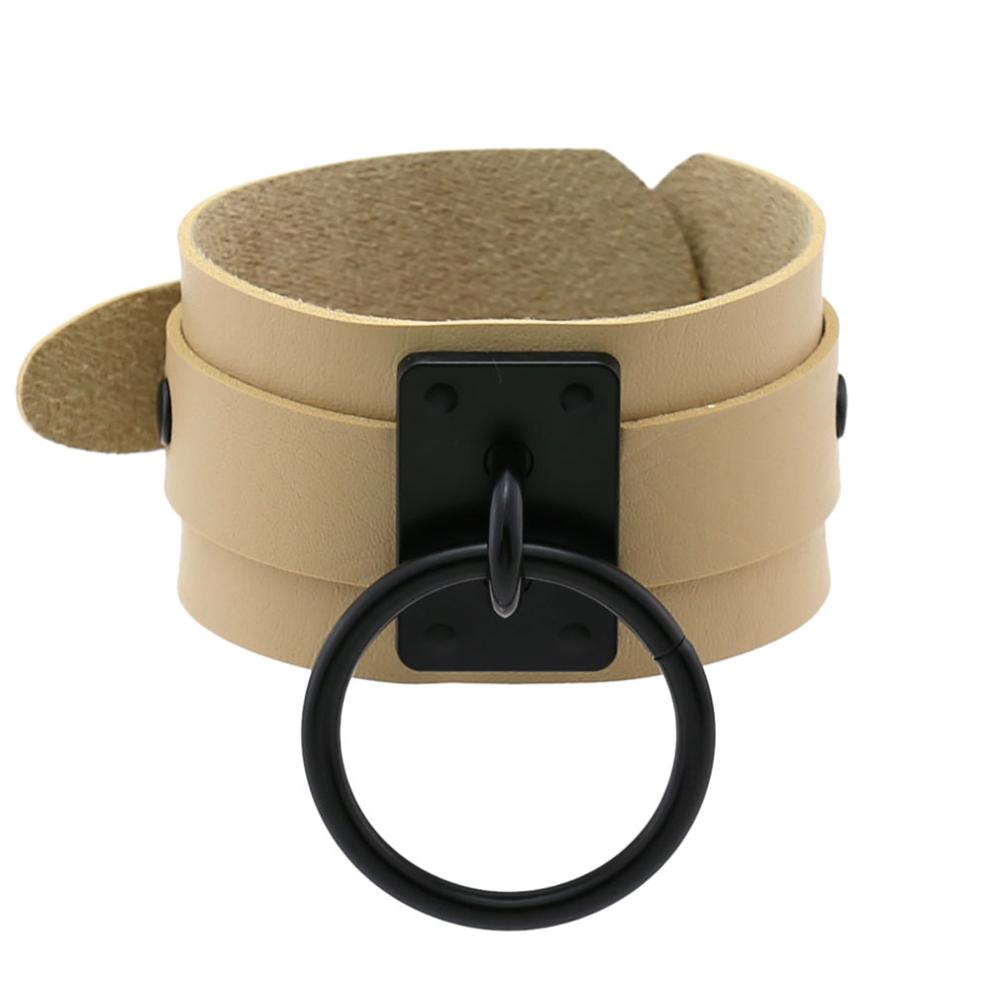 Gothic Leather Wristband with Circle Pendant